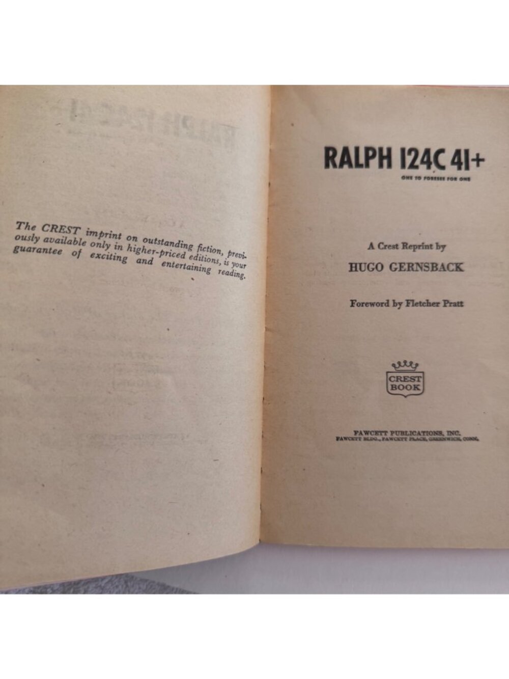Hugo Gernsbacks Ralph 124C 41+ PB 1958 Crest Reprint Foreword Fletcher Pratt Vtg - Picture 4 of 16